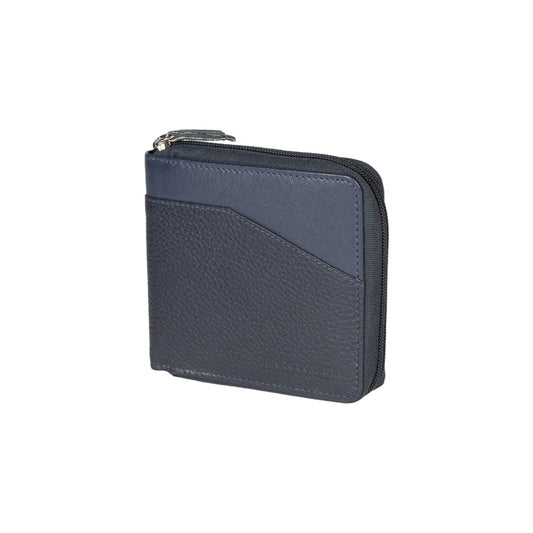 RB12175D | Zip Around Wallet in Genuine Full Grain Leather, Dollar Grain/Light. Color: Blue. RFID Protection. Closed Dimensions: 11.5 x 10.5 x 2 cm. Packaging: Gift box with lid/bottom-0